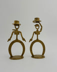 Cowboy Brass Candlestick Holders- A Pair