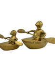 Vintage Brass Duck and Duckling Paddling Boats-A Pair