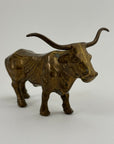 Vintage Brass Longhorn Bull Sculpture – 7.5” Long, 5.75” Horn Span, 4.75” Tall – Western-Southwestern-Texas Ranch Décor