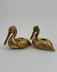 Vintage Brass Pelican Taper Candlestick Holders-A Pair