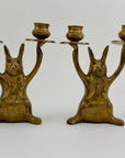 Vintage Brass Rabbit Candleholders-A Pair