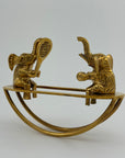 Vintage Brass Figurine of Elephants Enjoying a Tennis Match on a Teeter-Totter