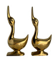 Vintage Polished Brass Geese Sculptures – Elegant Mid-Century Modern Pair