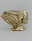 Rare Vintage Dolbi Cashier Brass Woman Head Sculpture – Flowing Hair Bust, 10 lbs