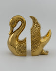 Vintage Brass Swan Bookends- A Pair