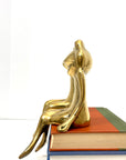 Vintage Polished Brass Frog Couple Bookends — Mid-Century Modern Charm