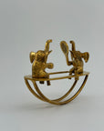 Vintage Brass Figurine of Elephants Enjoying a Tennis Match on a Teeter-Totter