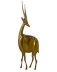 Dolbi Cashier Style Brass Gazelle Sculpture – 19” Tall Mid Century Modern Antelope – Statement Safari Decor