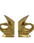 Vintage Brass Swan Bookends- A Pair