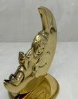Vintage Brass Bookends of Girl Sleeping in Moon- A Pair