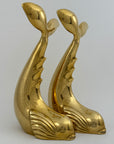 Vintage Brass Dolphin Sculptures- A Pair by Dolbi Cashier-14”