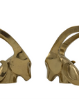 Vintage Brass Rams with Curled Horns-A Pair