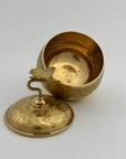 Vintage Brass Trinket Bowl with Butterfly Lid and Floral Etchings