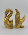 Vintage Brass Swan Bookends- A Pair