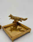 Vintage Brass Fox Trinket Dish-A Pair