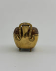 Vintage Brass Goat Trinket Dish With Enameled Etchings