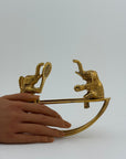 Vintage Brass Figurine of Elephants Enjoying a Tennis Match on a Teeter-Totter