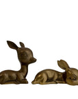 Vintage Brass Resting Deer Pair