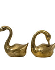 Vintage Brass Swan Pair – Mid-Century Brass Sculptures, Made in Korea