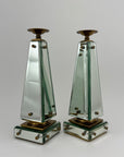Pair of Vintage Maitland-Smith Mirrored Obelisk Candlesticks