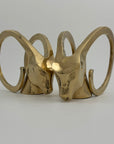 Vintage Brass Rams with Curled Horns-A Pair