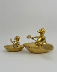Vintage Brass Duck and Duckling Paddling Boats-A Pair