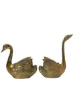 Vintage Brass Swan Planter Duo – Small Graceful Mid-Century Pair