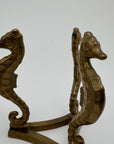 Vintage Brass Seahorse Stands with Crystal Inserts-A Pair