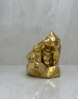 Vintage Brass Mama Bear and Cub on Rock