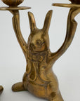 Vintage Brass Rabbit Candleholders-A Pair