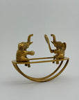 Vintage Brass Figurine of Elephants Enjoying a Tennis Match on a Teeter-Totter