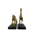 Vintage Brass Horse Sculptures on Marble Base (Pair)