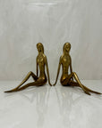 Vintage Brass Lady Bookends- A Pair By Dolbi Cashier