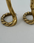 Vintage Brass Calla Lily Candleholders – Interlocking Pair, Made in Hong Kong – Elegant Mid-Century Taper Holders (Set of 2)