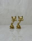 Small Vintage Brass Cool Cats-A Pair