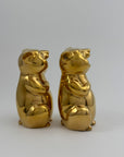 Pair of Vintage Brass Laughing Pig Figurines