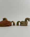 Pair of Vintage Trojan Horse Brass Candleholders