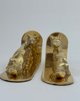 Made in England Brass Fox Bookends — 9.76 lb Pair, 9” Long Woodland Animal Library Decor (Mid-Century / Hollywood Regency)