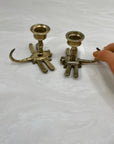 Vintage Brass Dragonfly Candleholders - A Pair