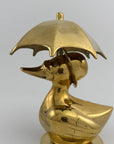Vintage Brass Duck Under Umbrella