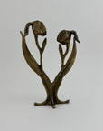 Vintage Brass Flower Candlestick Holder