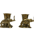 Vintage Brass Elephant Candlestick Holders-A Pair