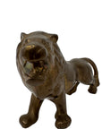 Vintage Brass Lion Figurine – Majestic Mid-Century Modern Roaring King (14”)