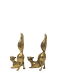 Vintage Brass Squirrel Figurines – Playful Mid-Century Pair with High Curved Tails