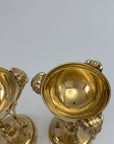 Pair of Vintage Brass Urns with Rams’ Heads & Flame Finials