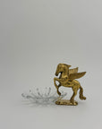Vintage Brass Pegasus With Glass Trinket Dish- A Set