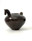 Vintage Bronze Horse Head Vessel | Dual Horse Sculpture Vase