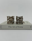 Vintage Brass Floral Candleholders-A Pair