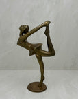 Vintage Brass Ballerina Statue – 12” Tall Mid-Century Ballet Dancer Figurine