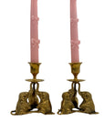 Vintage Brass Elephant Candleholders-A Pair